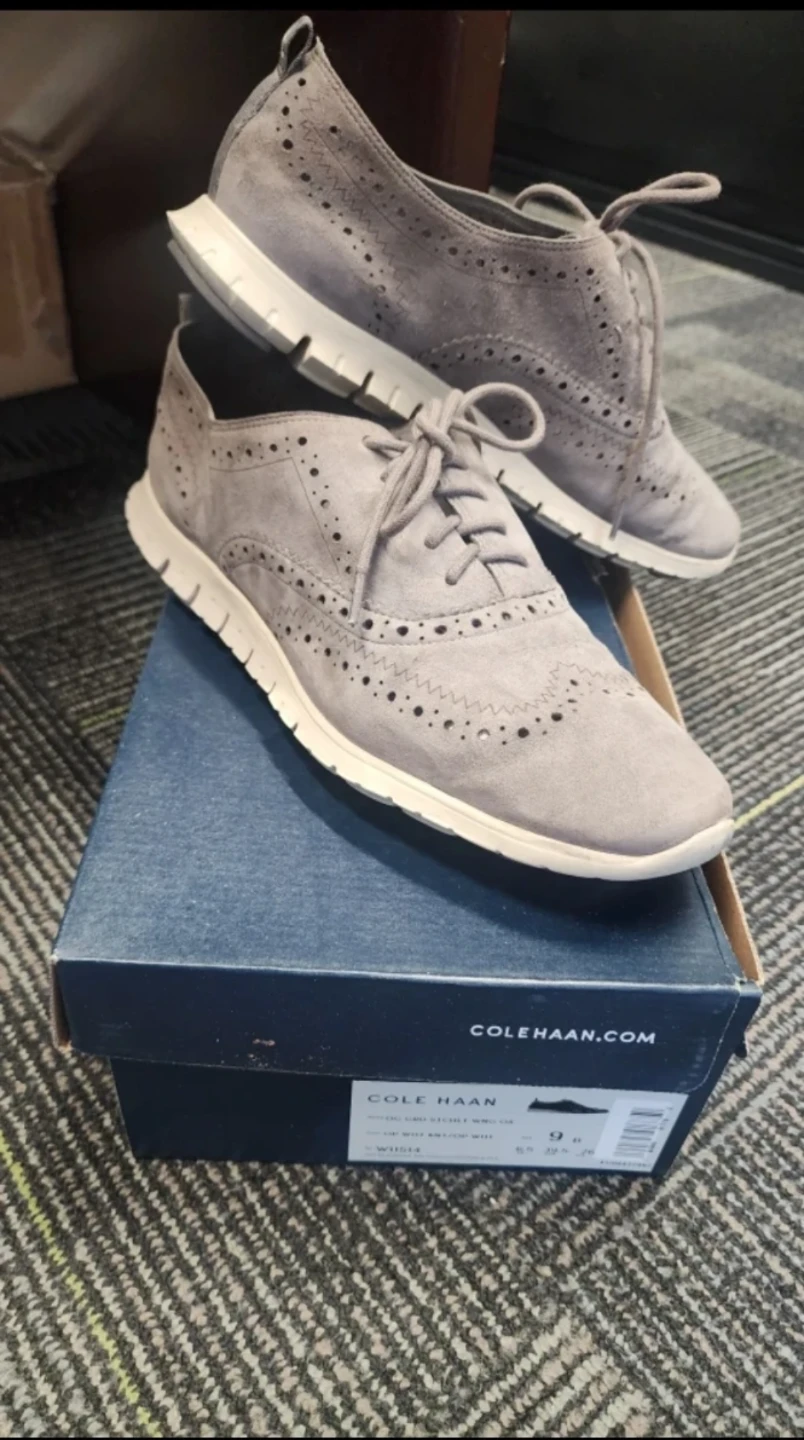 Cole Haan Grand Wingtip Oxford Shoes - Grey Suede Women's - photo 2