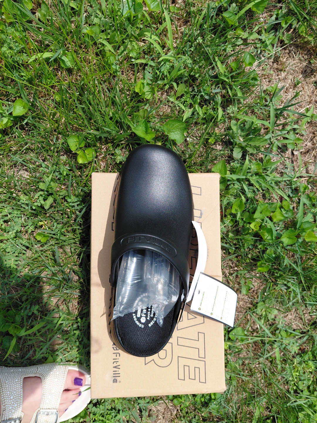 FitVille Black Chef Clogs Size 8 Wide
