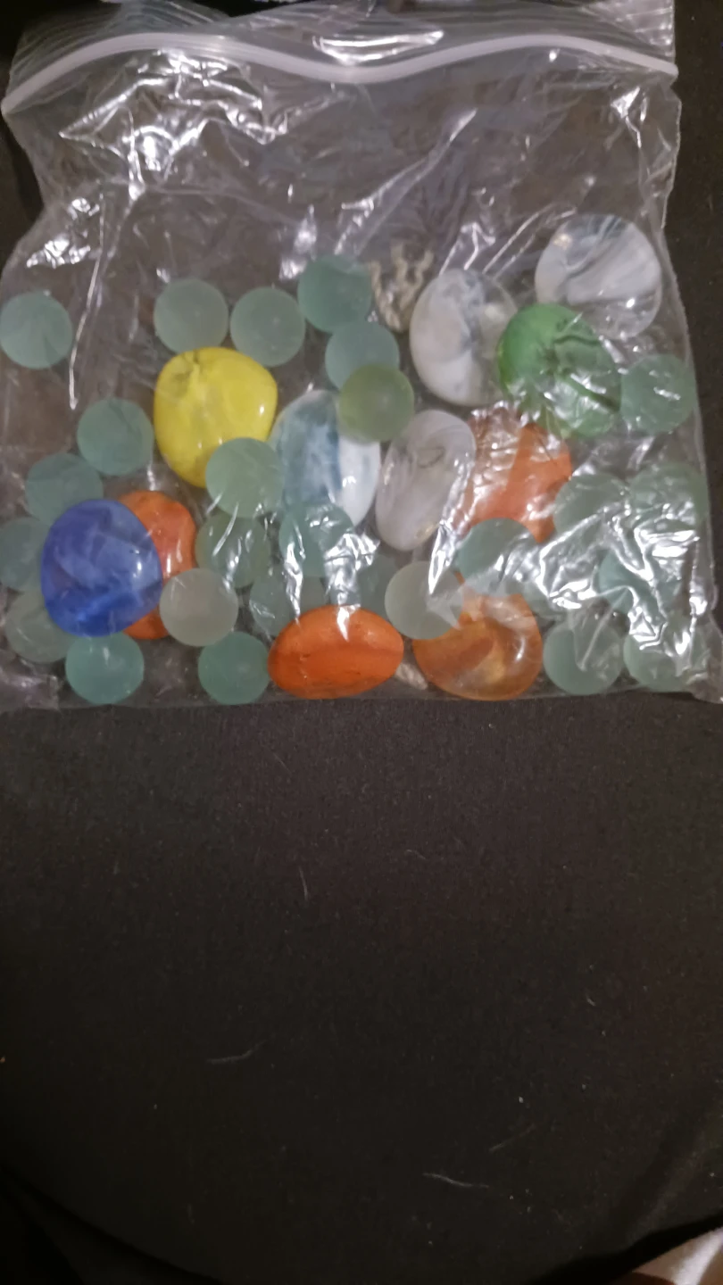 Bag of assorted glass gems/marbles