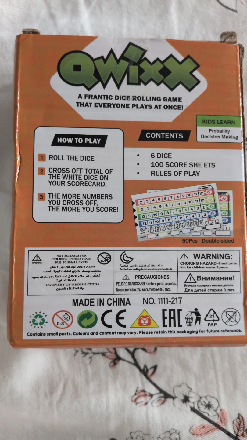 Qwixx Dice Rolling Game