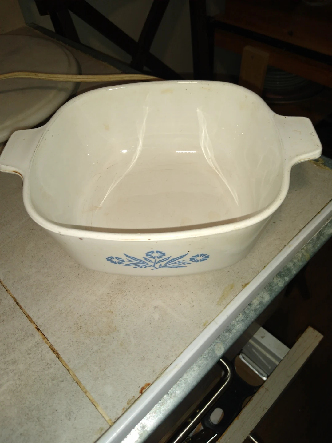 Blue flower CorningWare square deep dish