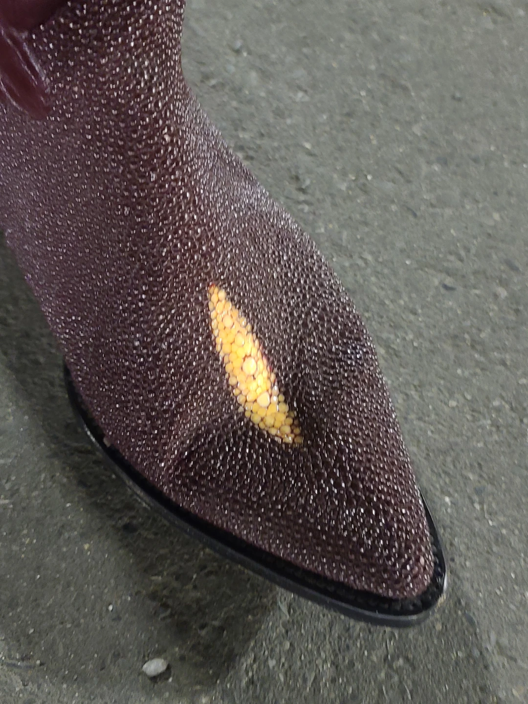 Maroon Cowboy Boots with Flame Stitching and Stingray Toe - photo 2