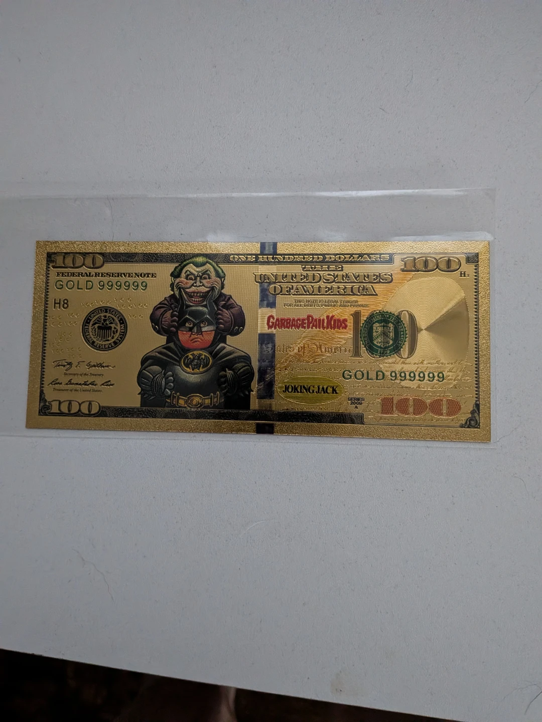 Garbage Pail Kids Gold $100 Bill Joker Batman