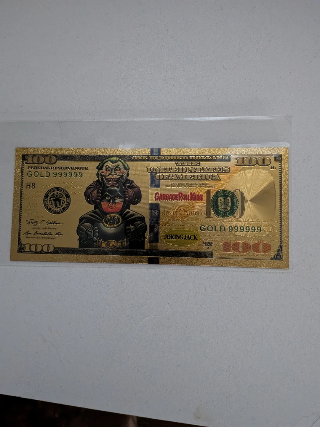 Garbage Pail Kids Gold $100 Bill Joker Batman - photo 2