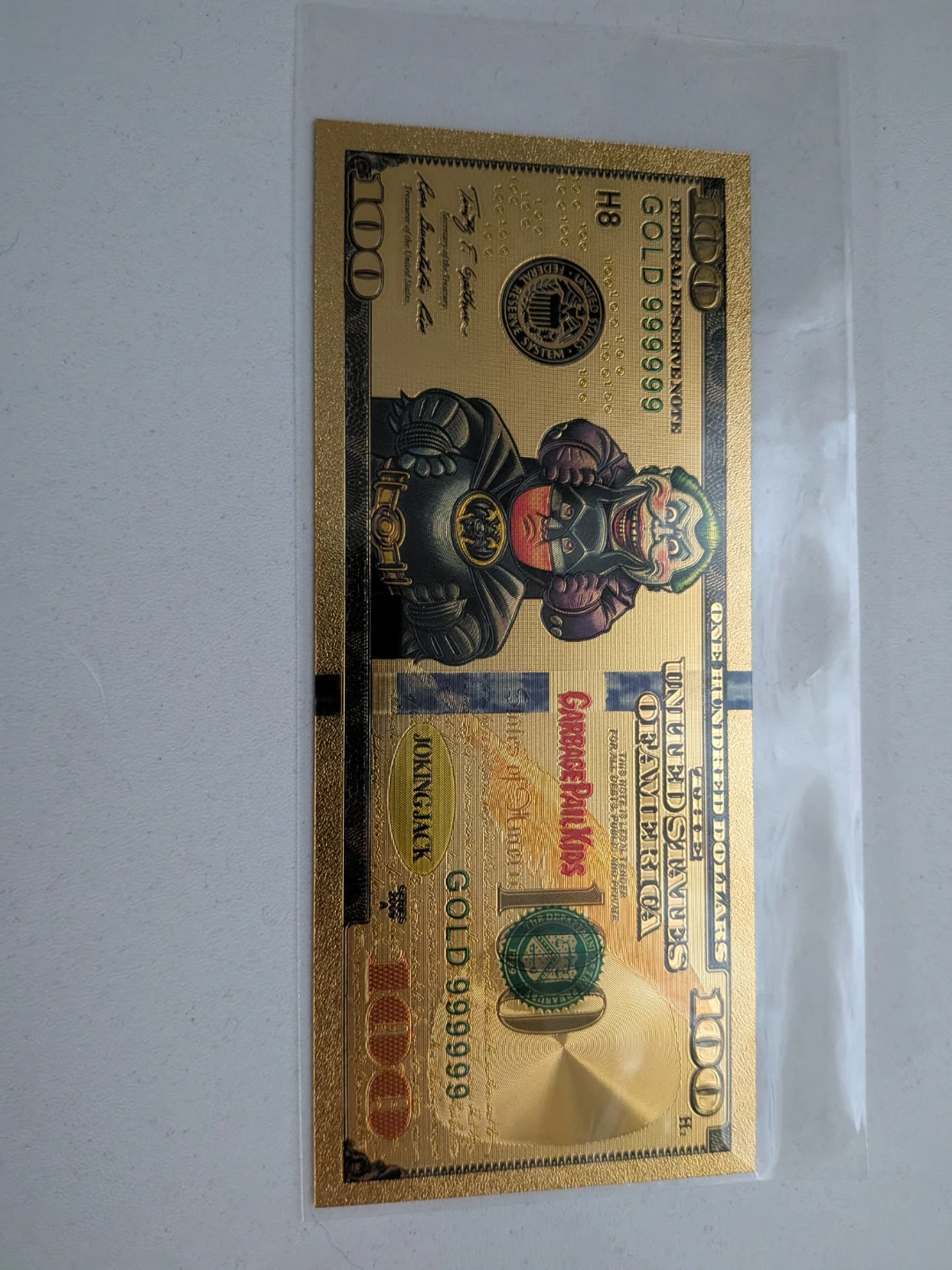 Garbage Pail Kids Gold $100 Bill Joker Batman - photo 3