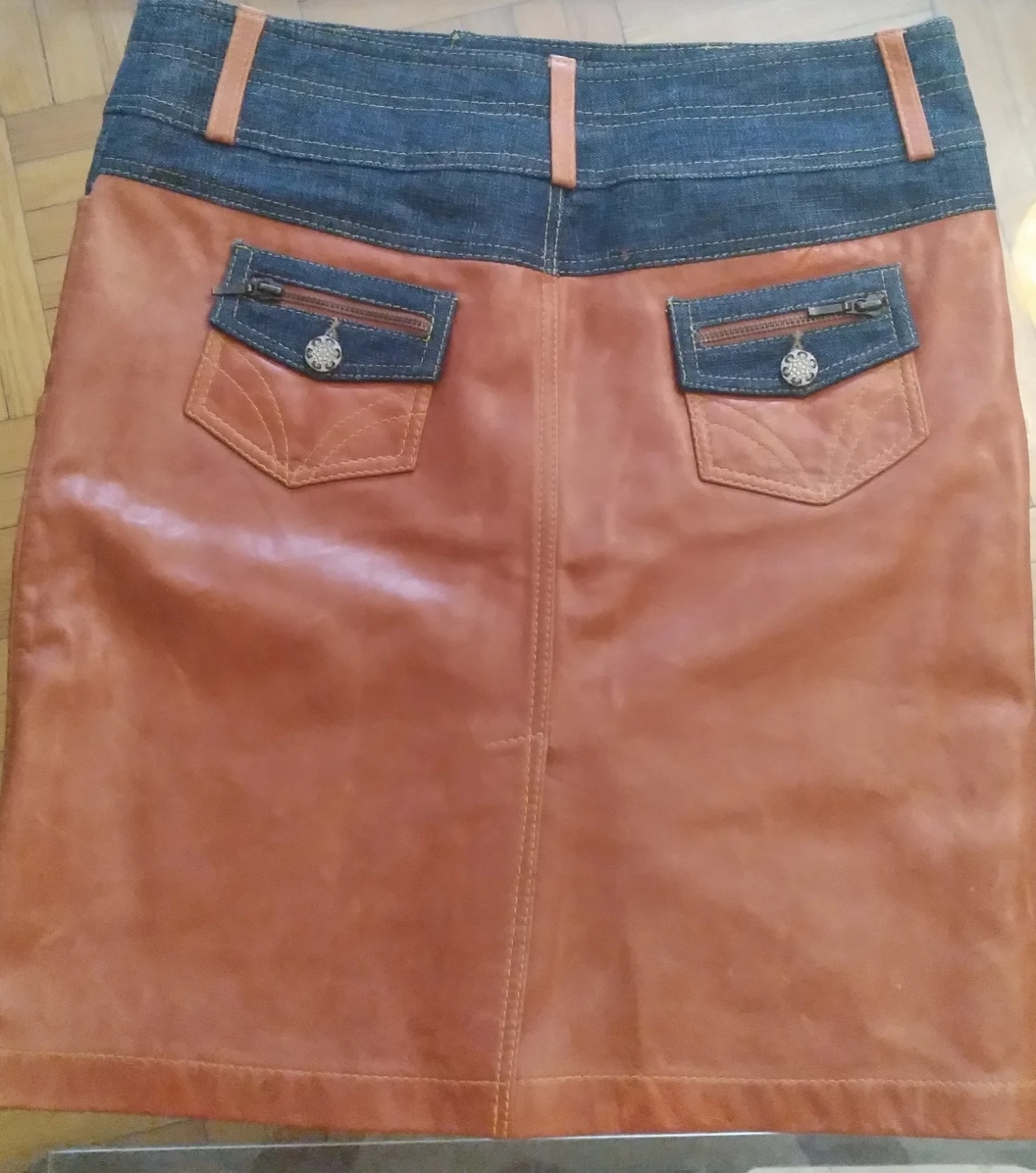 Cache leather and denim skirt size 6 - photo 2