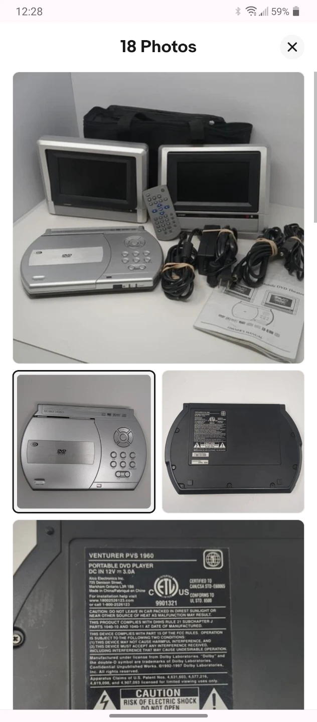 Venturer PVS 1960 Portable Dual Screen DVD Player
