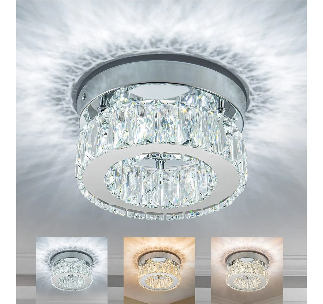 7.8 " Crystal Chandelier Ceiling Light Fixture. LED 3 color