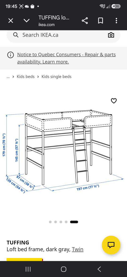 IKEA TUFFING Loft Bed Frame