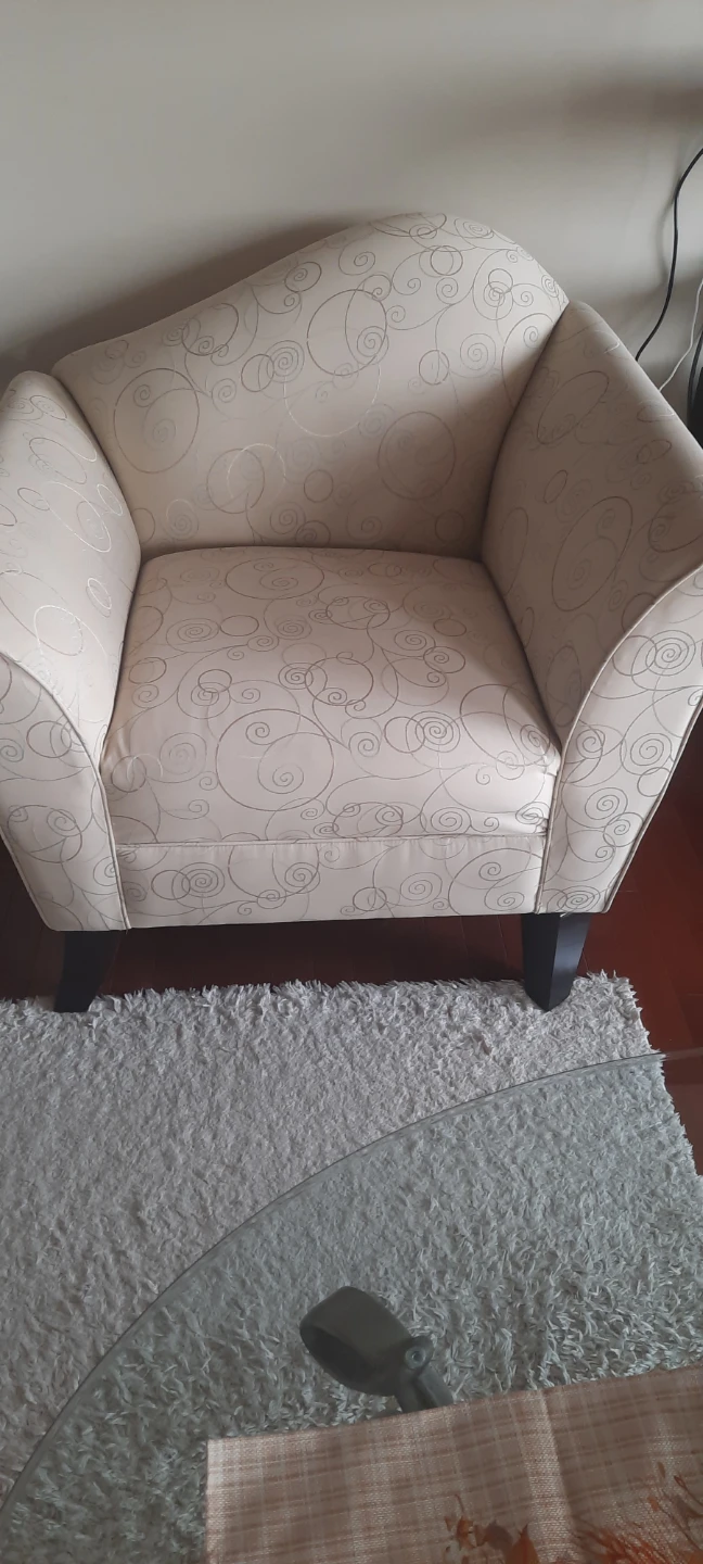Full sets. Cream Upholstered Accent Chair with Swirl Pattern - photo 3