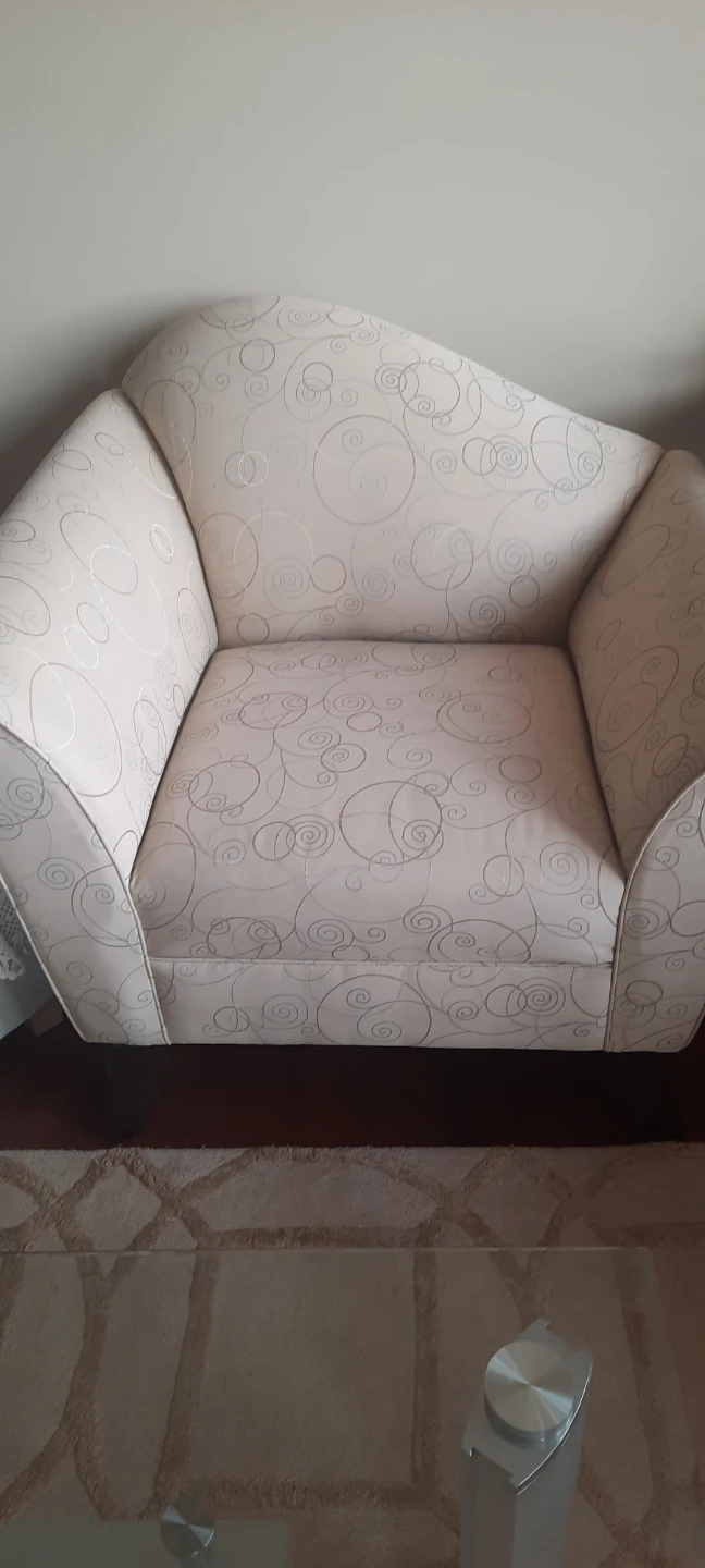 Full sets. Cream Upholstered Accent Chair with Swirl Pattern - photo 5