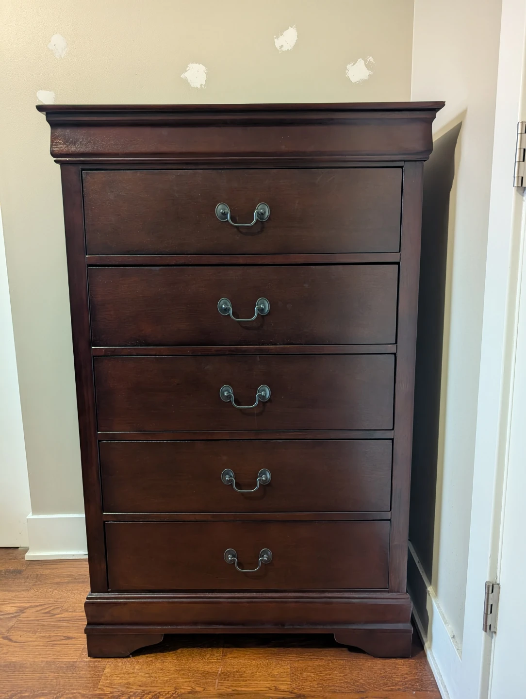 Vintage Dark Wood 5-Drawer Chest