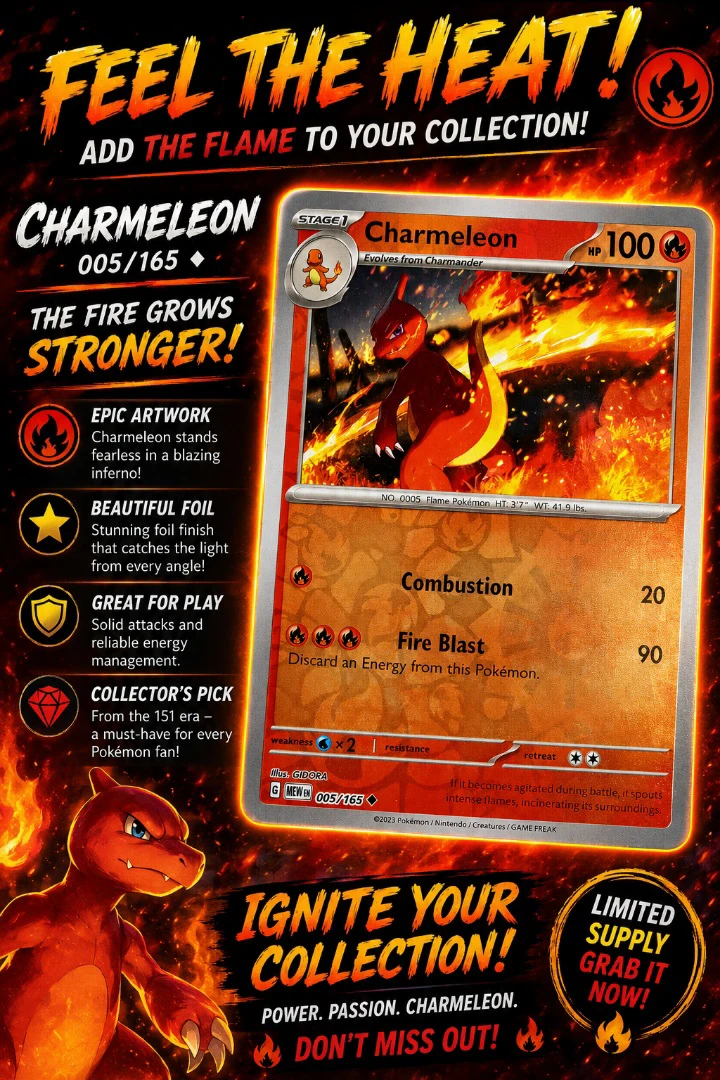 Pokemon Charmeleon Reverse Holo Card 005/165