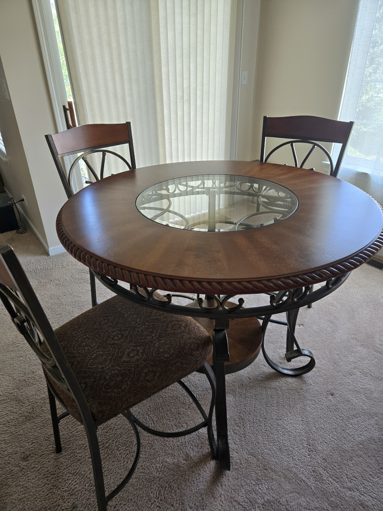 Round Counter Height Dining Table with 3 Chairs