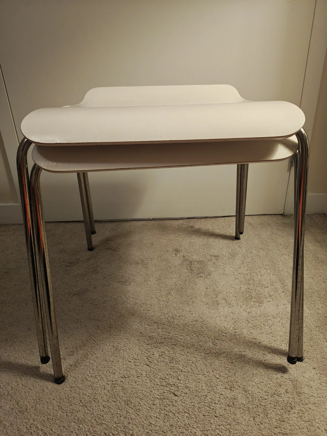 Set of 2 White Stacking Stools - photo 2