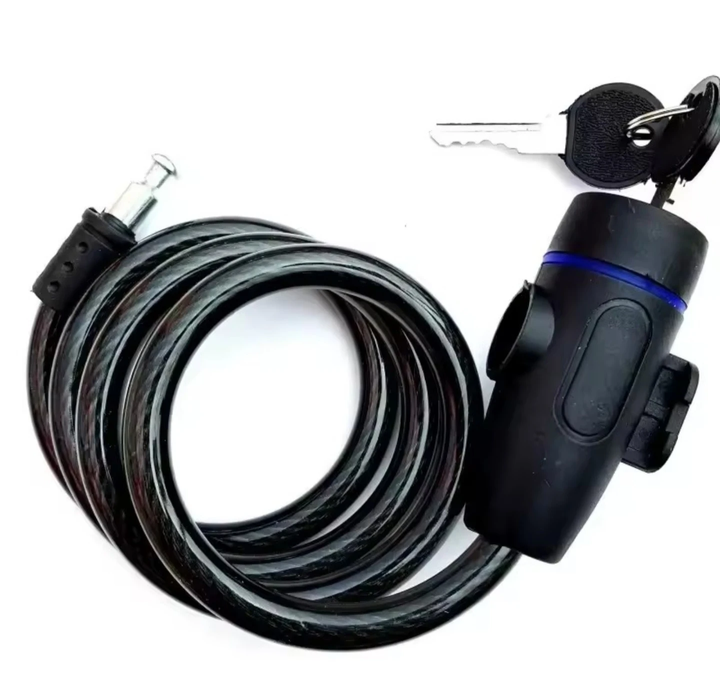 Black Coil Bike Lock with Keys