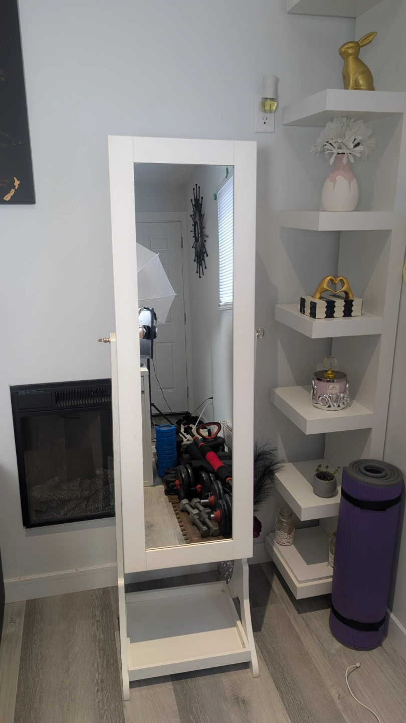 White Cheval Full-Length Mirror Jewelry Armoire - photo 2