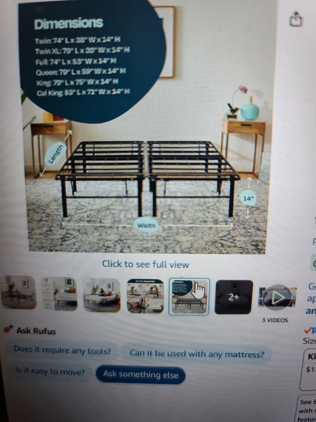LINENSPA 14 Inch Folding Metal Platform Bed Frame - Full