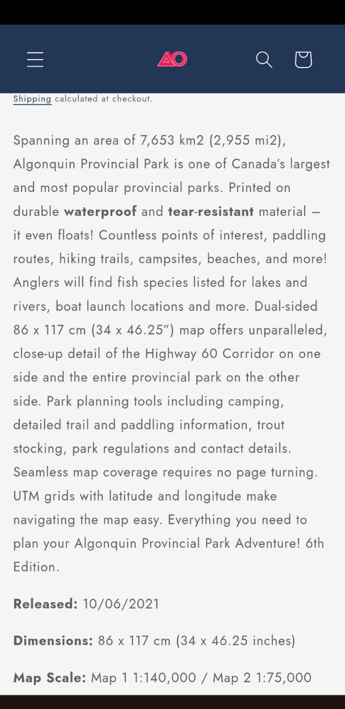 $10 (orig. $22 w tax)  Algonquin Provincial Park Waterproof Map - photo 5