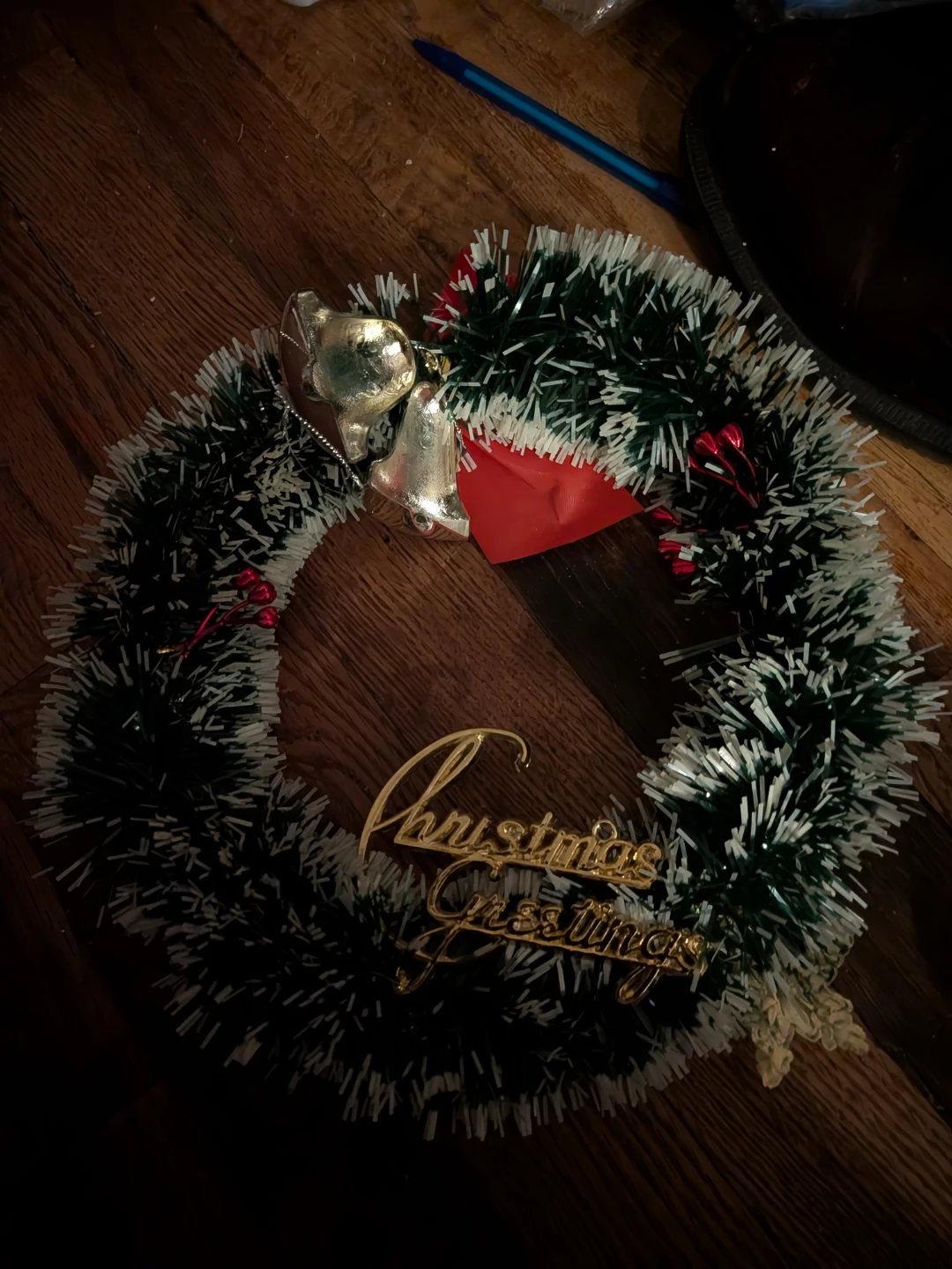 Christmas Wreath with "Christmas Greetings"