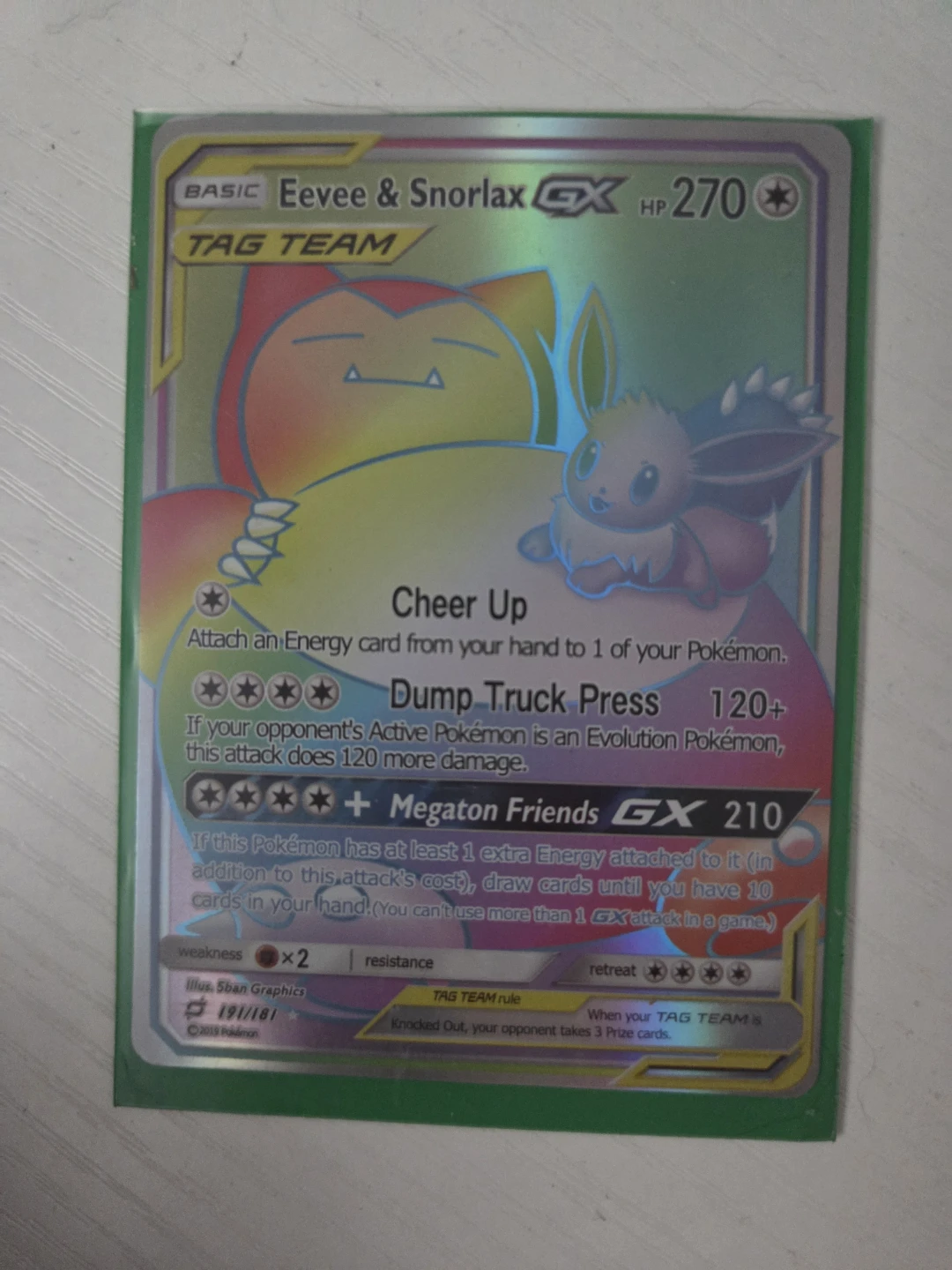 Eevee & Snorlax Tag Team [Secret Rare 191] Near Mint