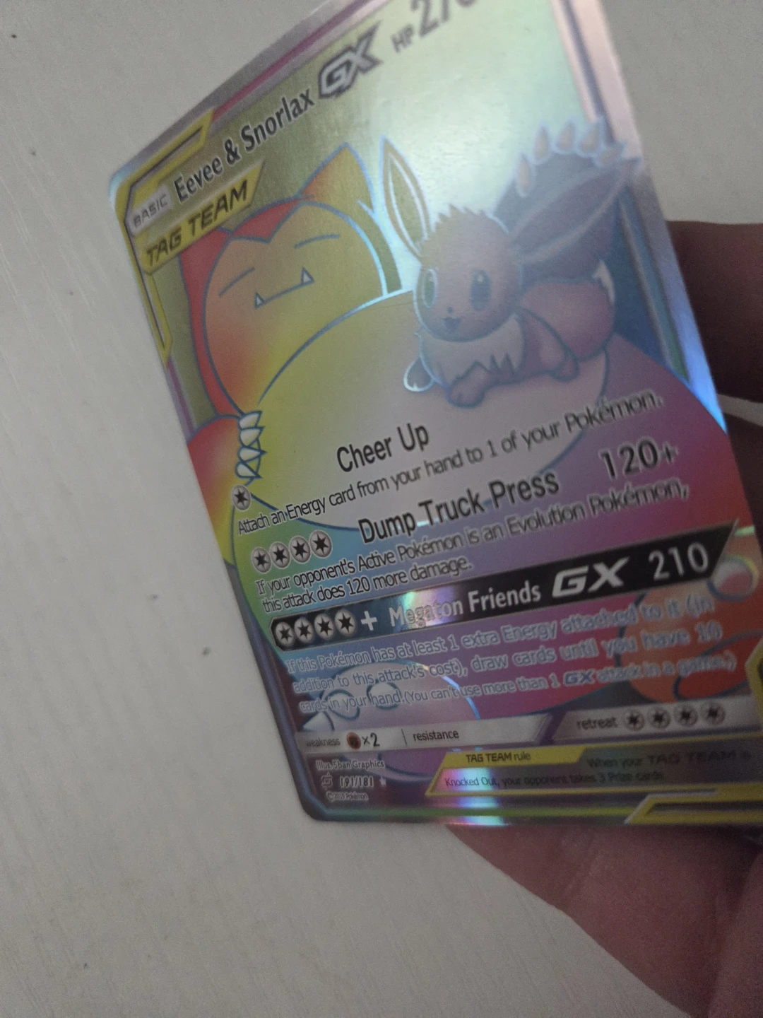 Eevee & Snorlax Tag Team [Secret Rare 191] Near Mint - photo 3