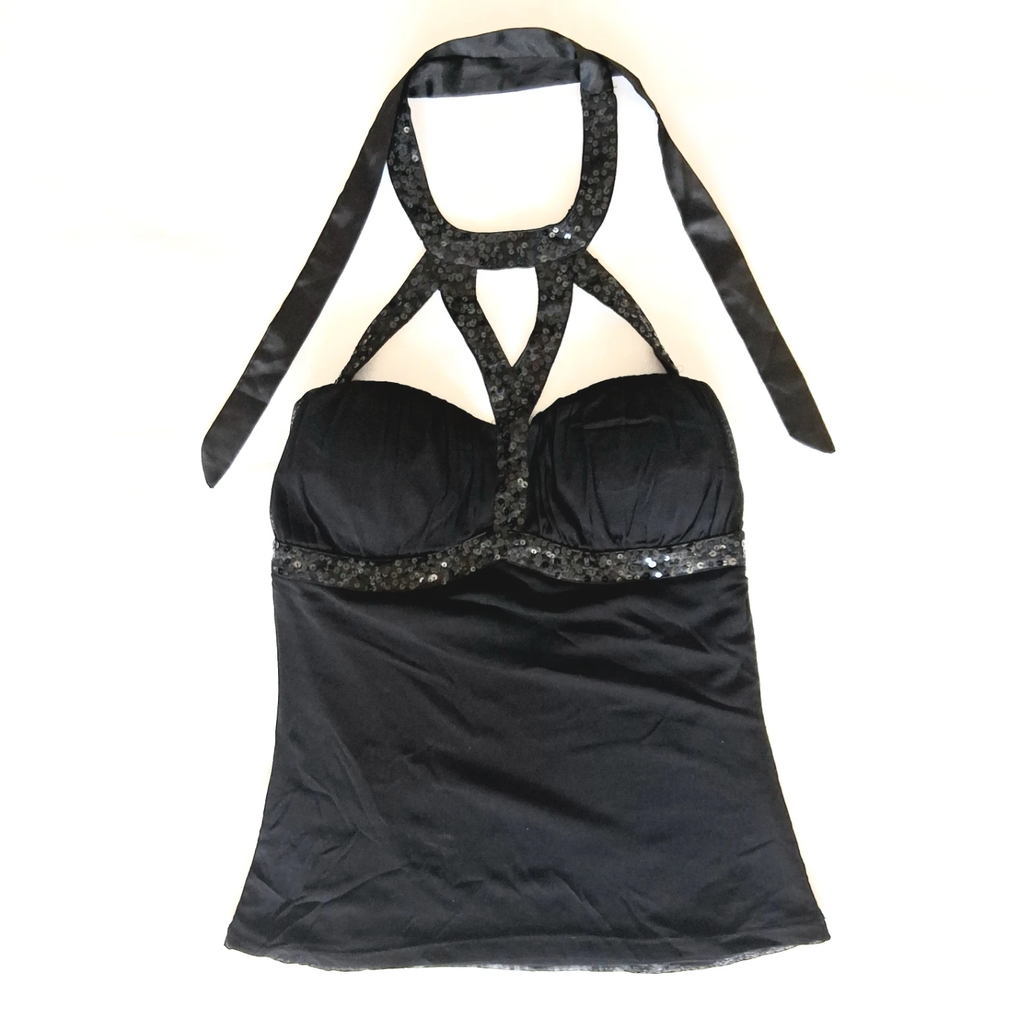 Sequin Detailed Halter Top, Women Sz M