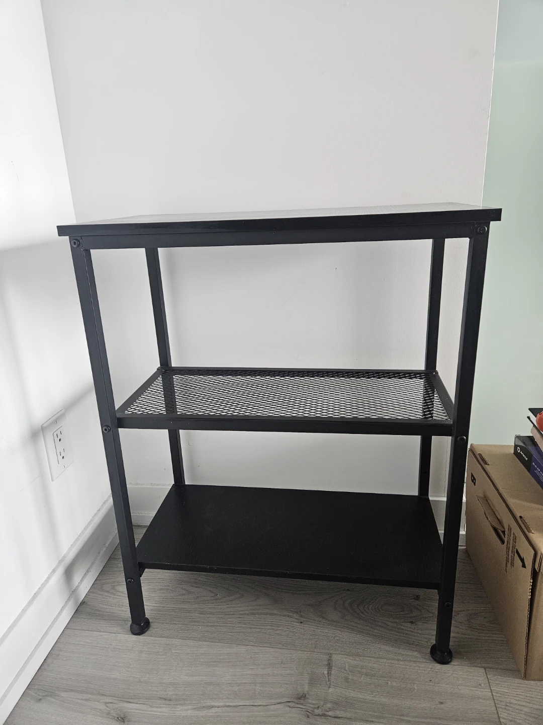 Black 3-Shelf Metal and Wood Storage Unit - photo 3