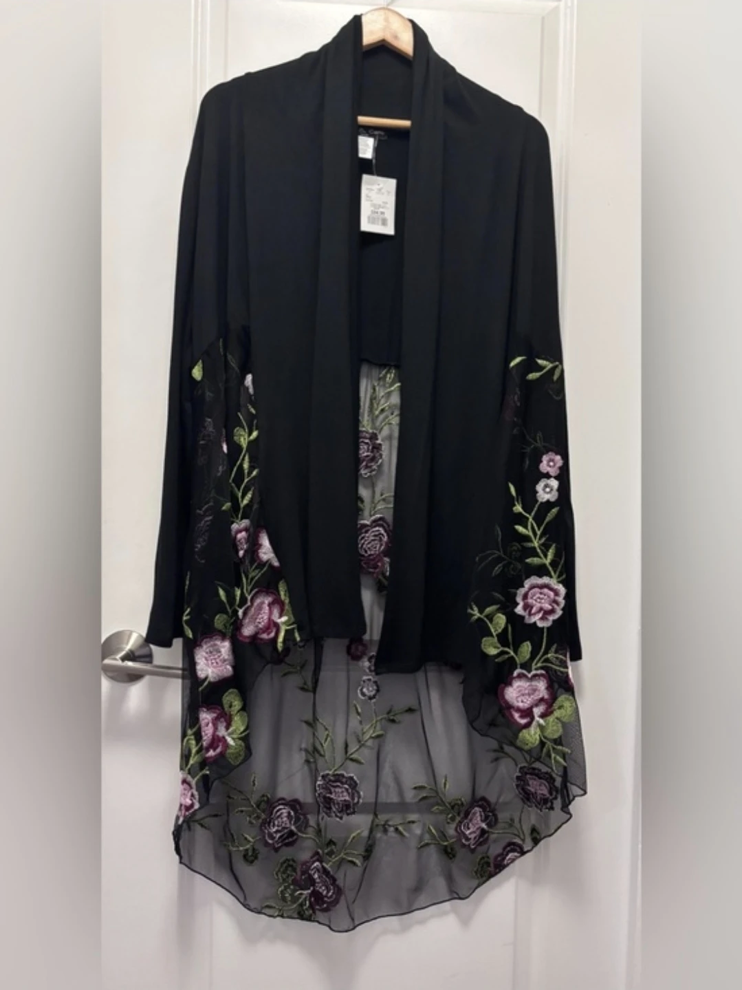 Kim & Cami Black Embroidered Kimono Large - photo 2