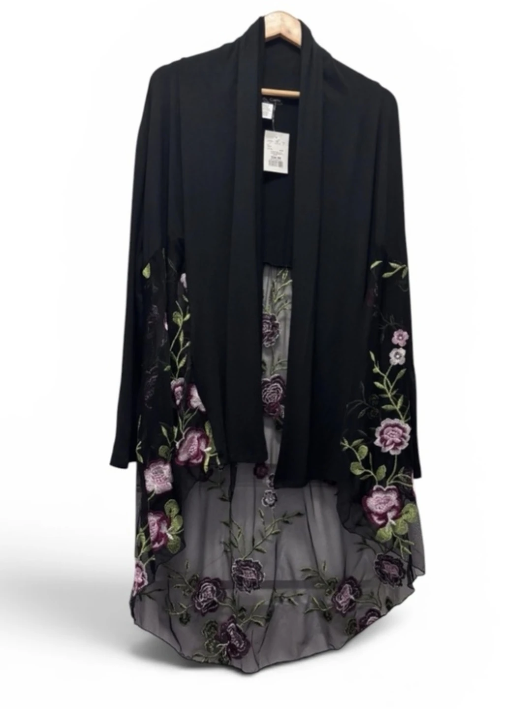 Kim & Cami Black Embroidered Kimono Large - photo 3