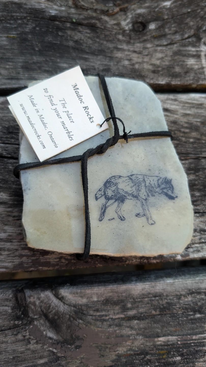 Set of 4 Stone Coasters with Wolf Design - photo 3
