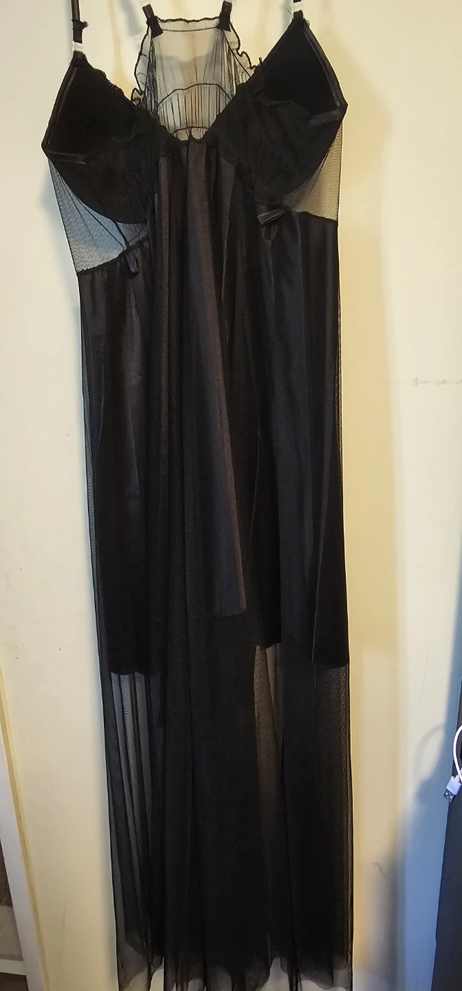 Black Beaded Fringe Lingerie Nightgown - photo 5