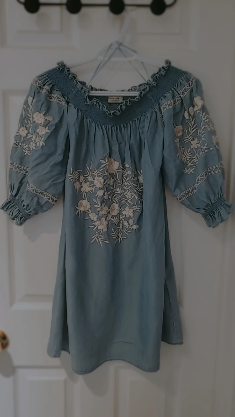 Light Blue Embroidered Dress