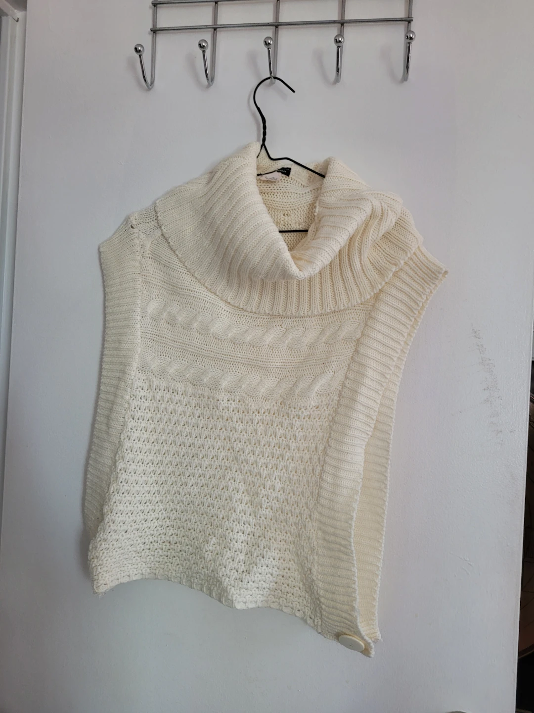 Cream Cable Knit Cowl Neck Sweater Vest