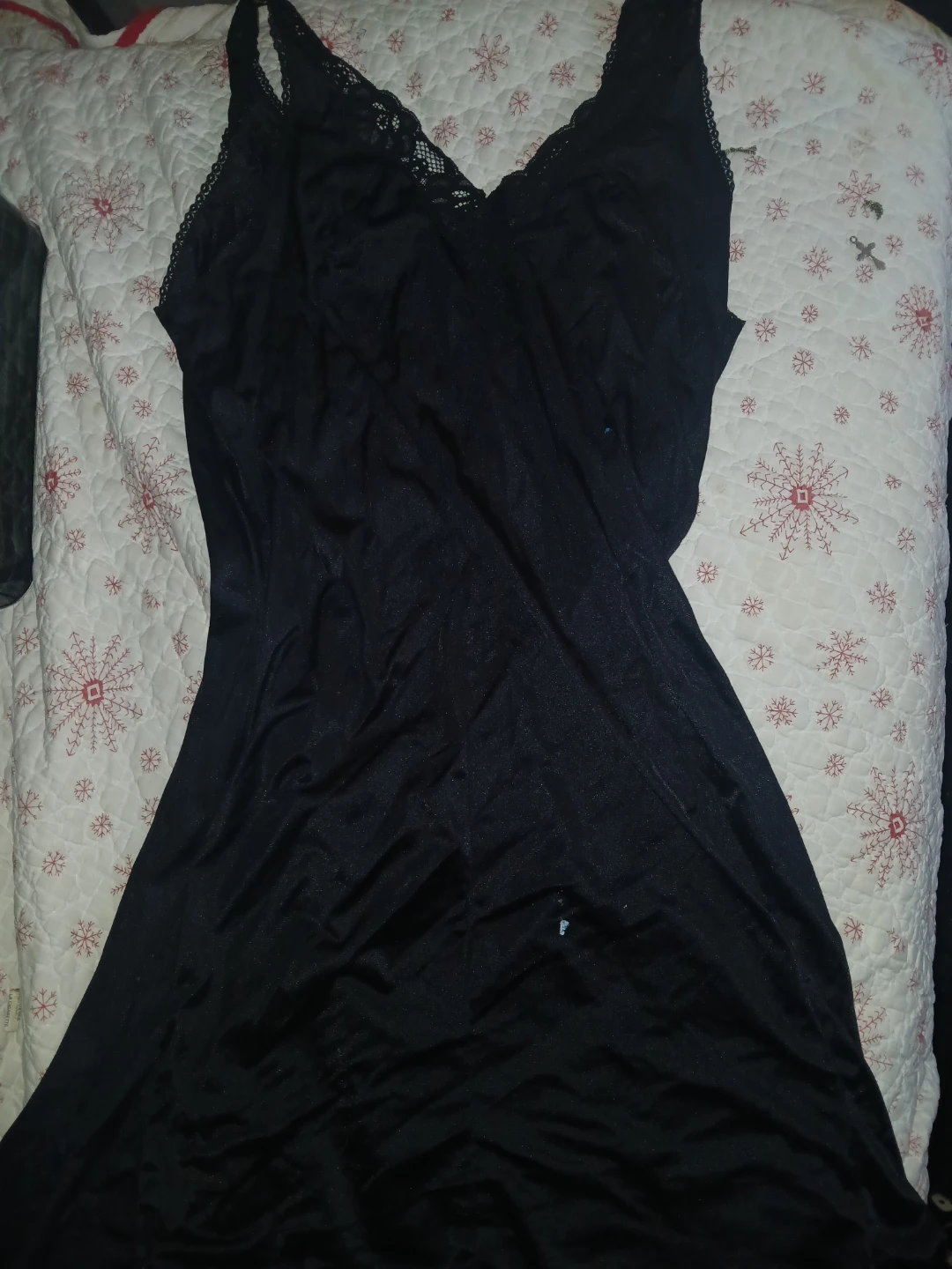 Black Lace Trim Slip Dress