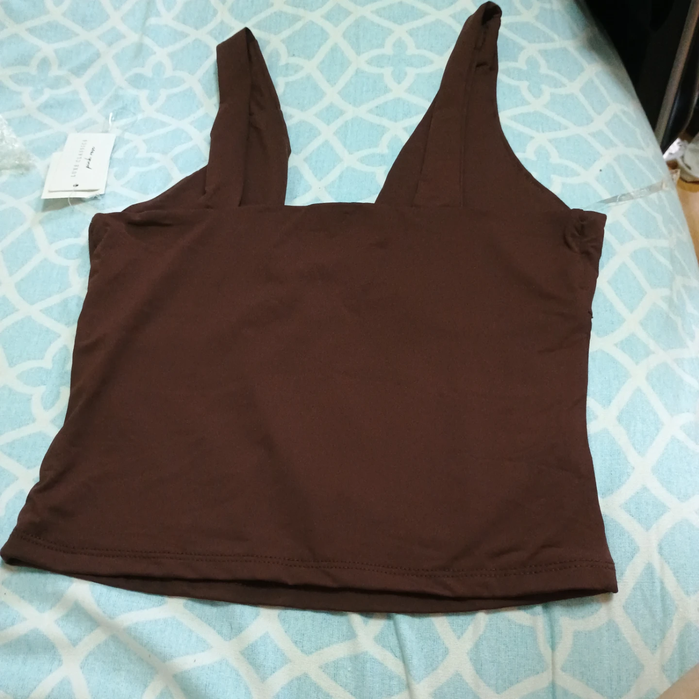 Pink Rose Silky Knit Tank Top Coffee Bean S