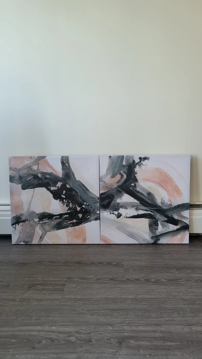Set of 2 Abstract Diptych Canvas Wall Art Panels