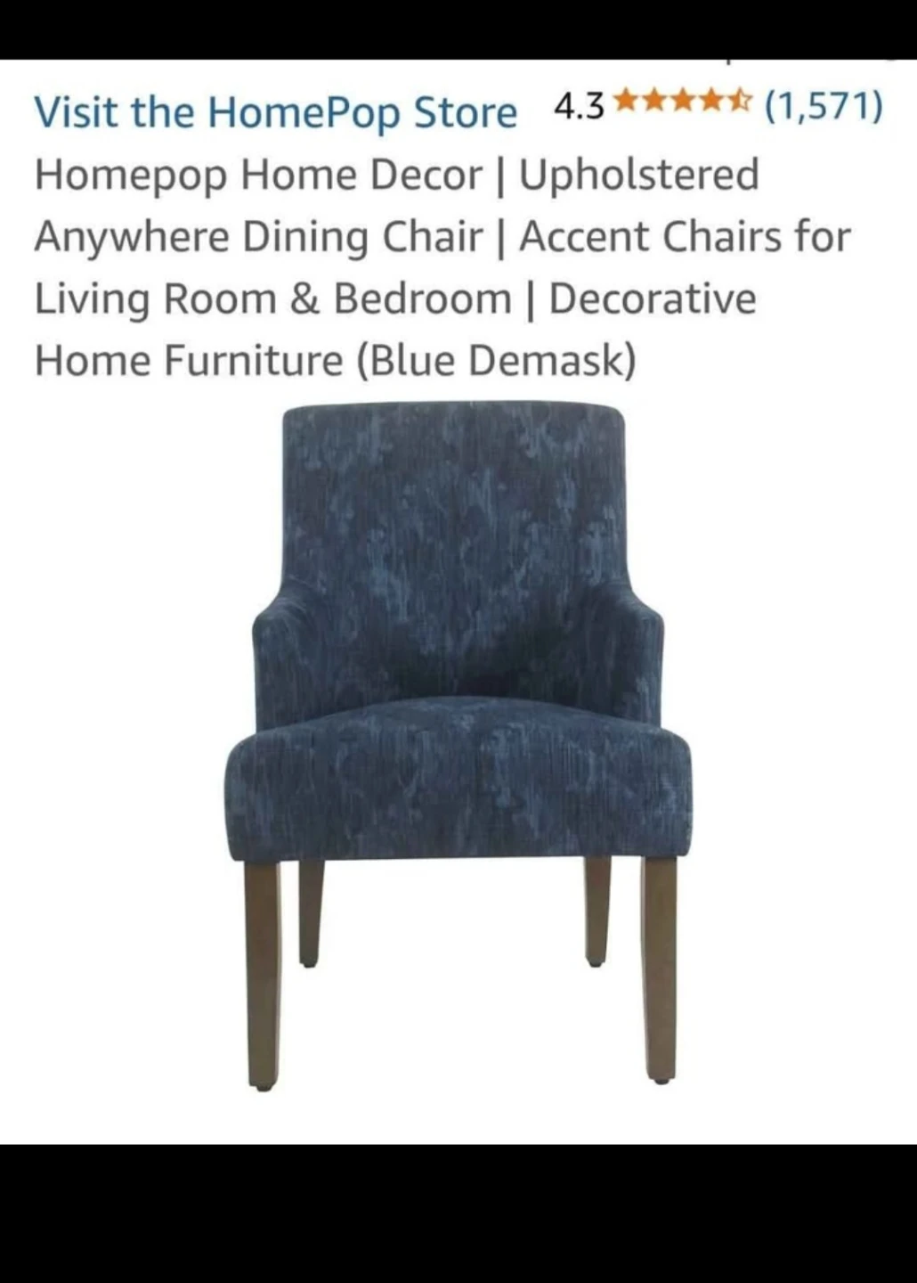 (2) HomePop Blue Demask Upholstered Dining Accent Chair