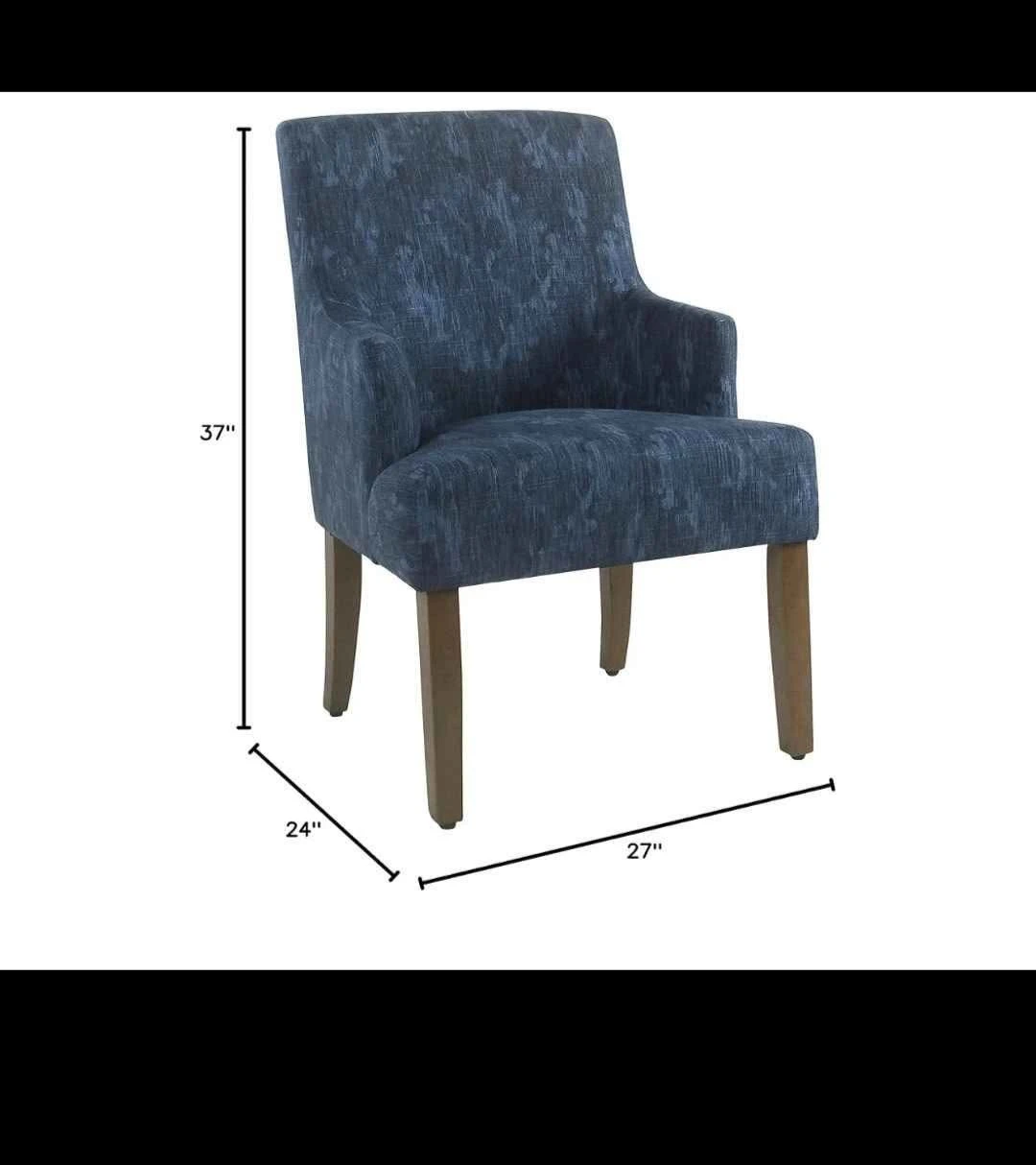 (2) HomePop Blue Demask Upholstered Dining Accent Chair - photo 4