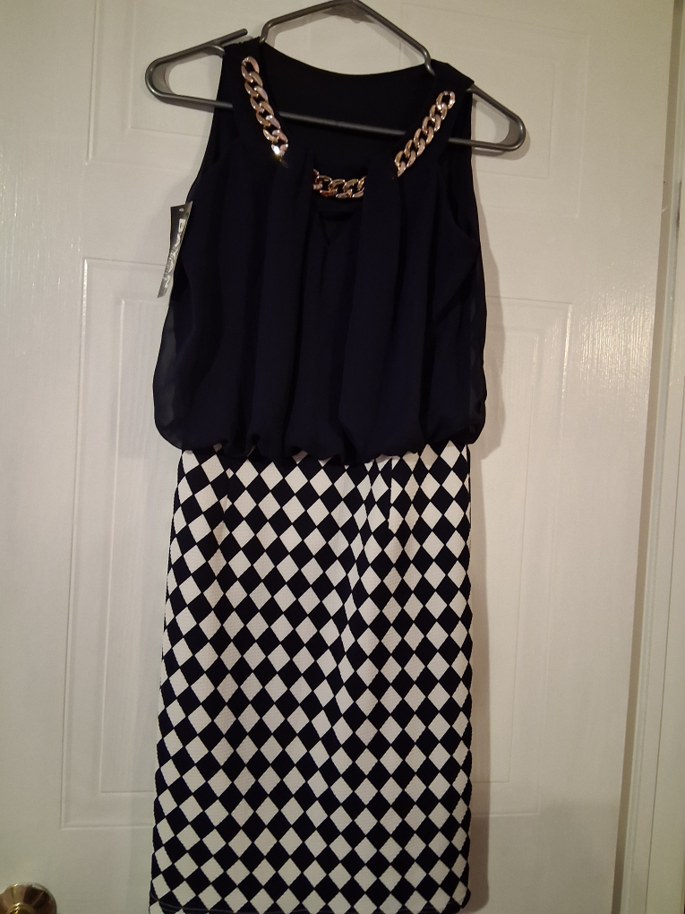 Dress with Gold Chain Accent