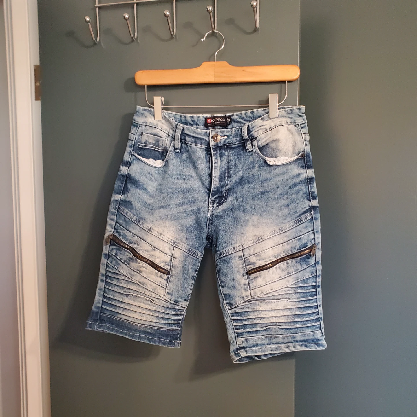 Southpole Men's Slim Fit Moto Denim Shorts Size 30
