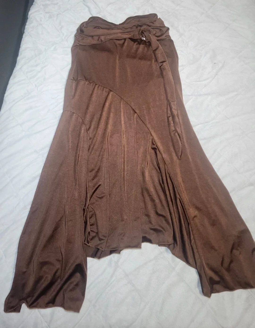 Brown Maxi Skirt with Ring Detail