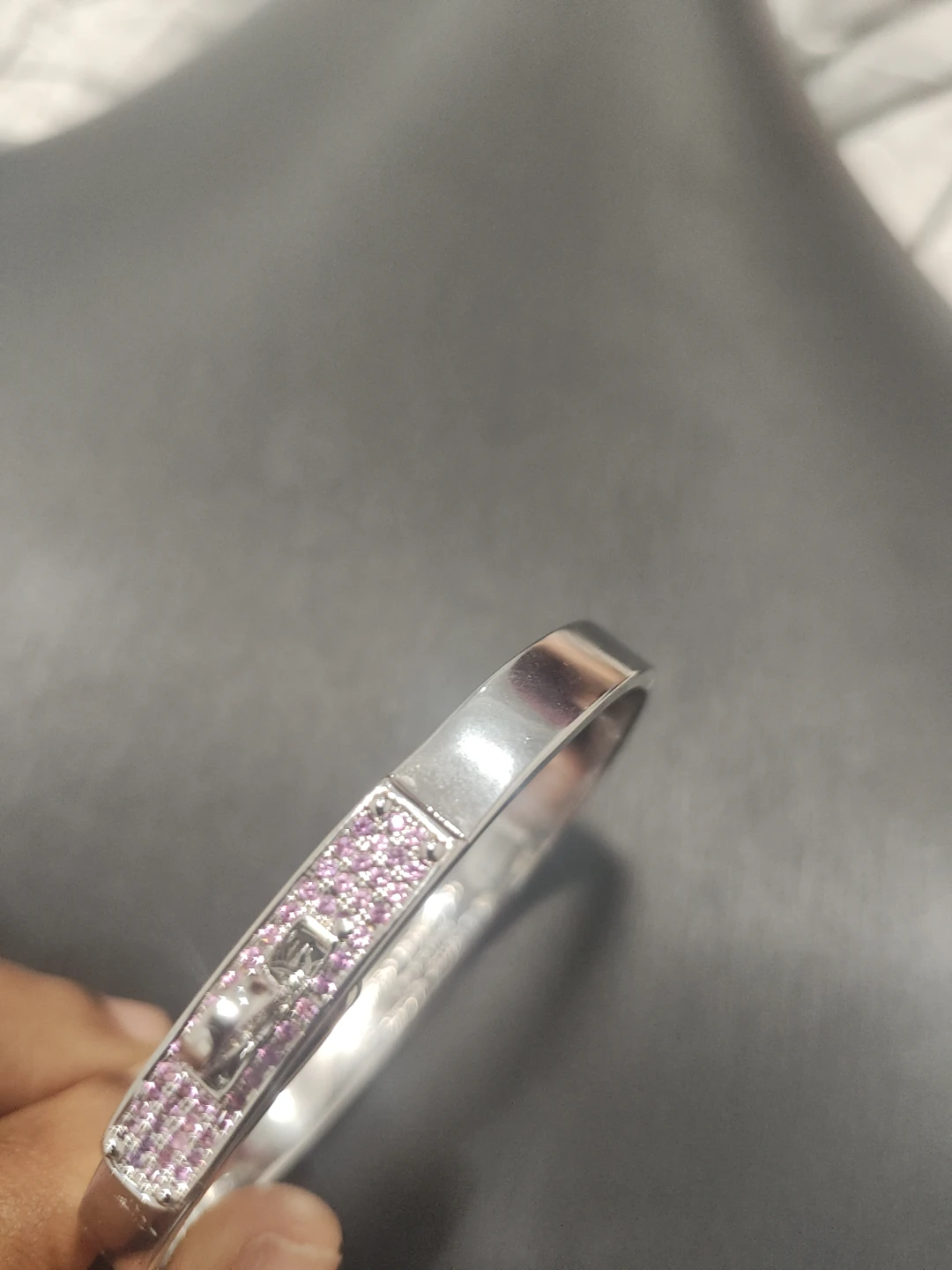 Hermes SH Bracelet with Pink Stones - photo 4