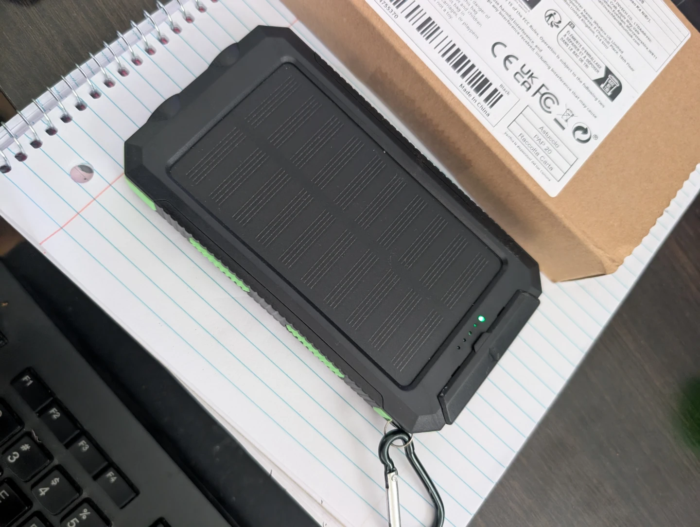 Solar Power Pack with compass, USB and Flashlight
