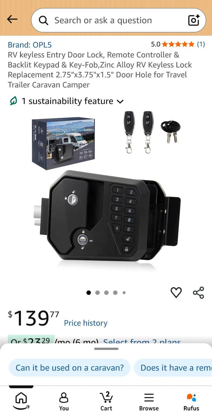 RV Keyless Entry Door Lock