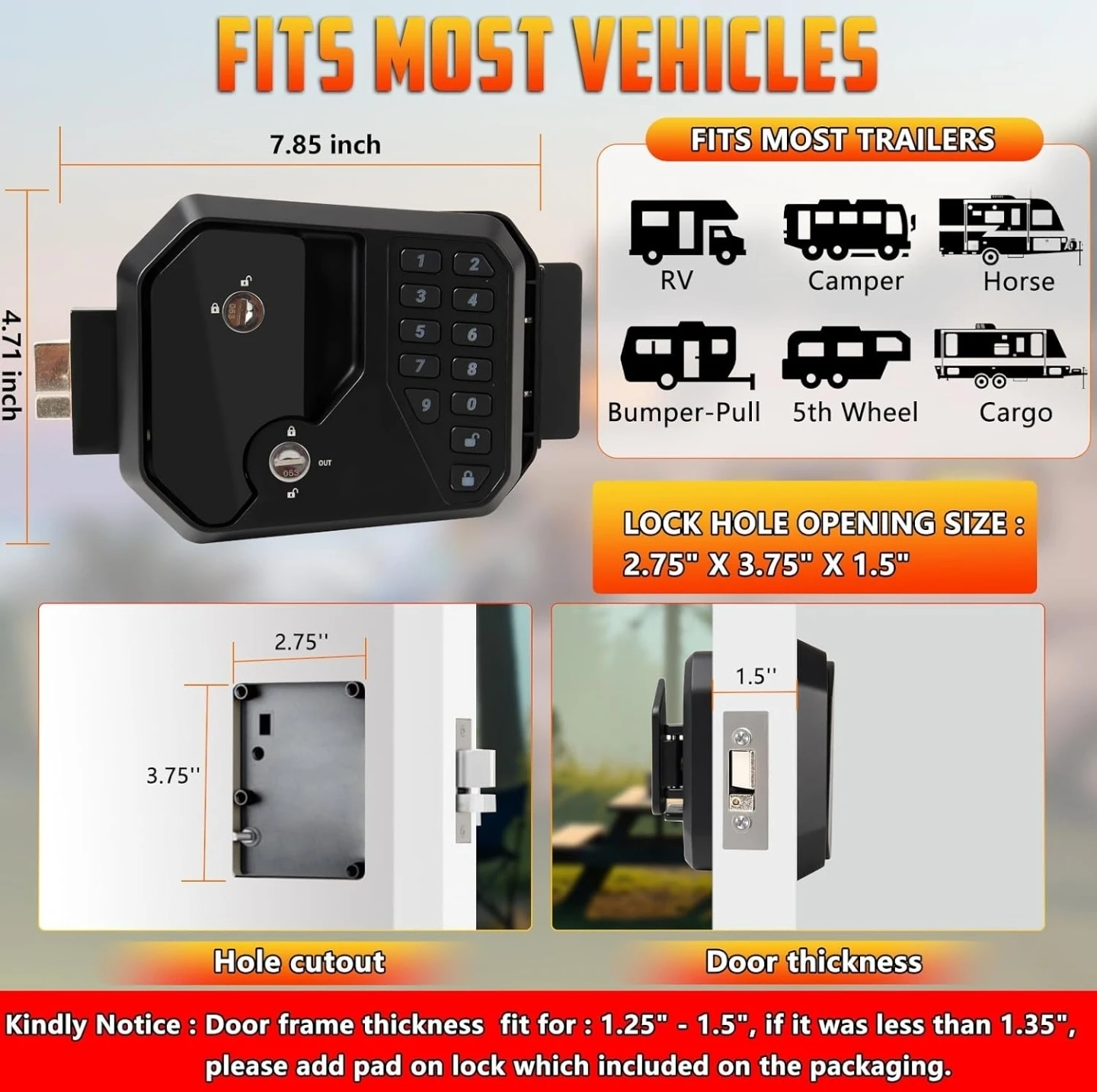 RV Keyless Entry Door Lock - photo 2