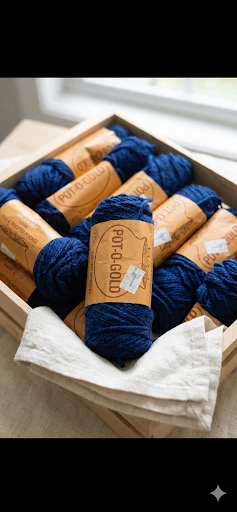 Vintage 14 skeins Pot-O- Gold navy blue yarn