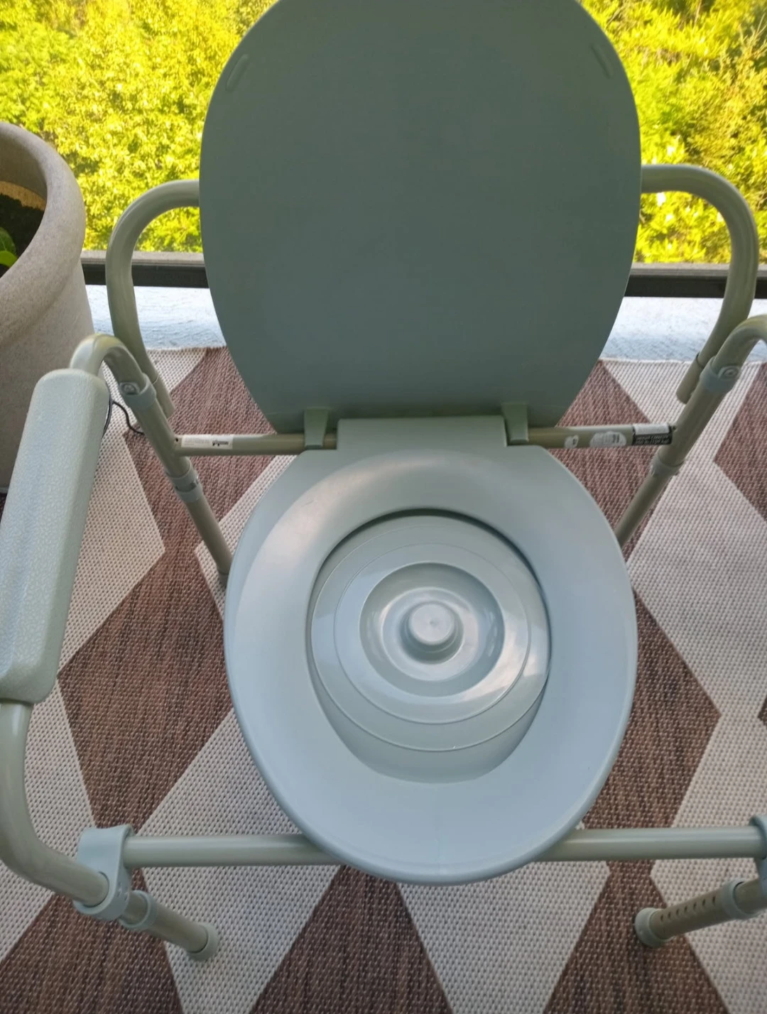 Light Blue Raised Toilet Seat with Arms