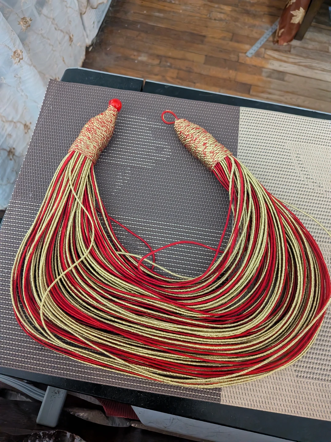 Red and Gold Tassel Necklace