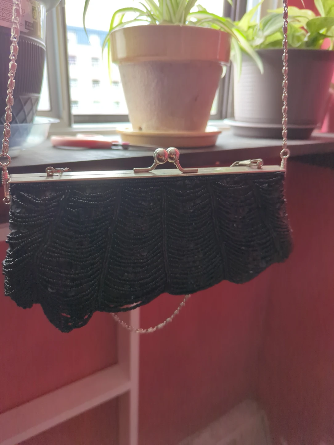 ZECA Beaded Clutch Purse with Chain